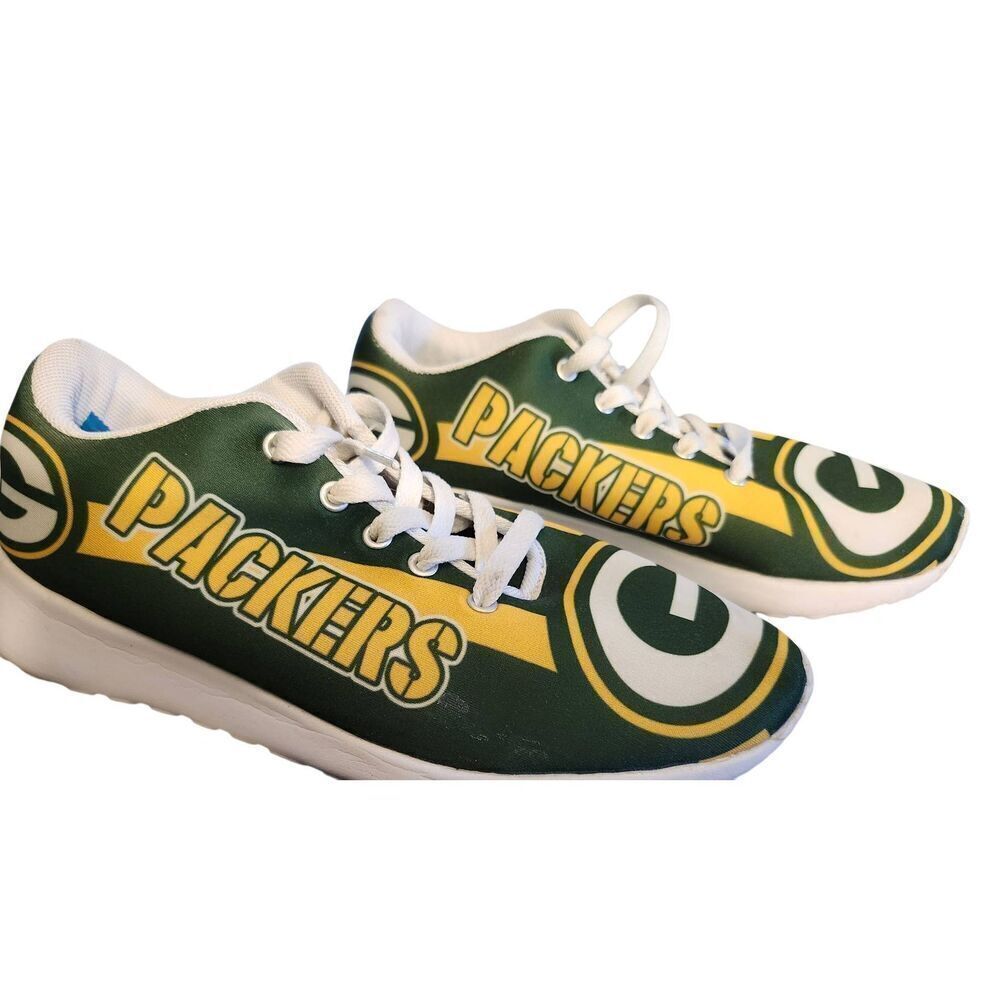 Green Bay Packers themed athletic shoes Size 10